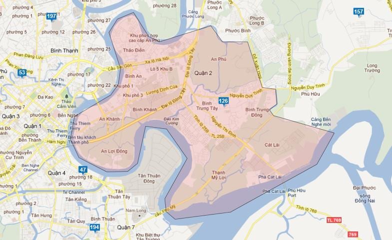 Χάρτης των επαρχιών της ho chi minh city