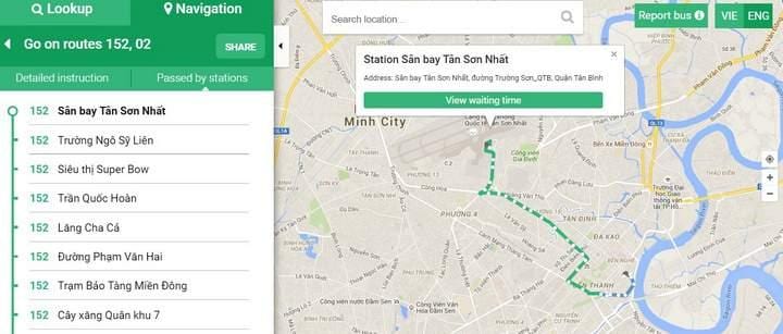 Χάρτης της ho chi minh λεωφορείο 152 διαδρομή
